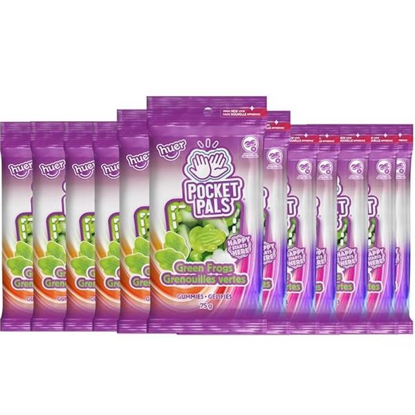 Pocket Pals Green Frogs Gummies, 12 x 75 g