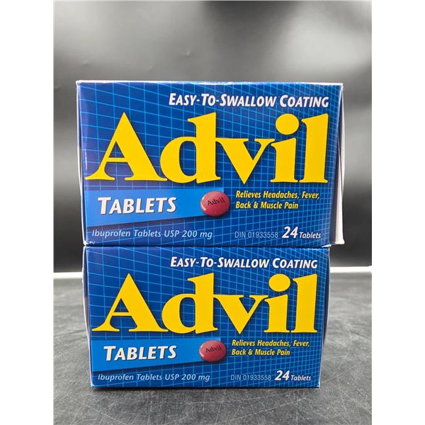 Advil Ibuprofen Tablets USP 200 mg, Lot PAA153604, 24 Tablets Each (Set of 2)