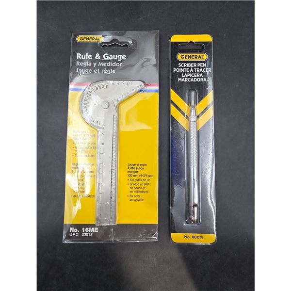 General Tools No. 16ME Rule & Gauge and No. 88CM Scriber Pen