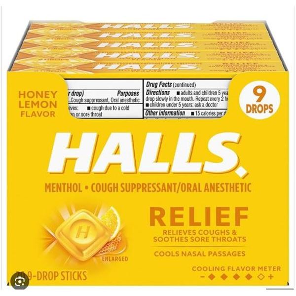 Halls Honey Flavor Lozenges Pack of 20 with 9 Lozenges Each