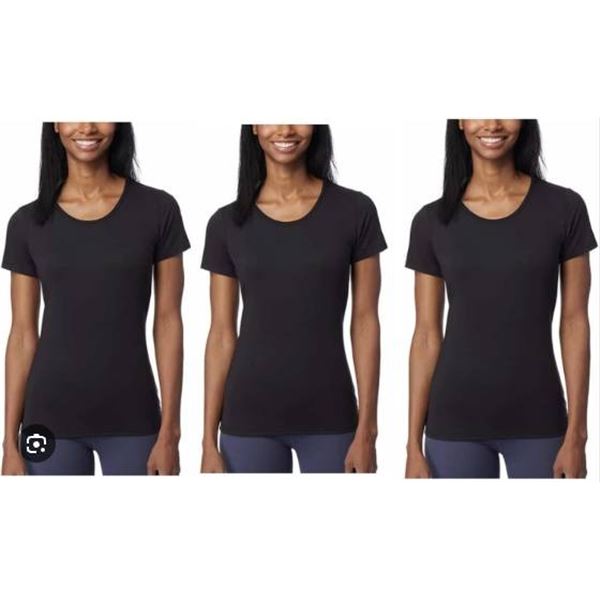 Women’s 3-Pack 32 Degrees Cool Short Sleeve Scoop Neck Shirts, Size XL