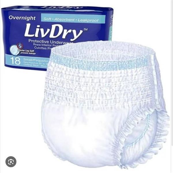 LivDry Protective Underwear, Small – 18 Count, Super Absorbency