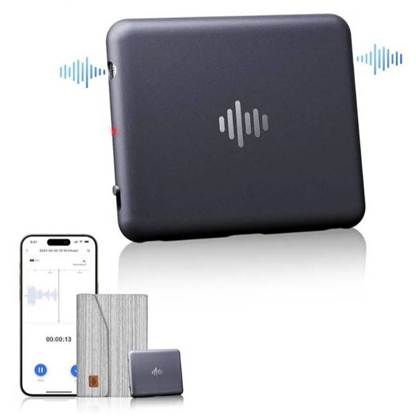 IZYREC 32GB Grey Pocket Voice  Recorder w/Grey Case, Smart Digital Recorder w/AI Noise Cancelling