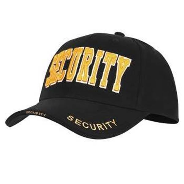 Black Security Cap with Embroidered Yellow Text by Rothco