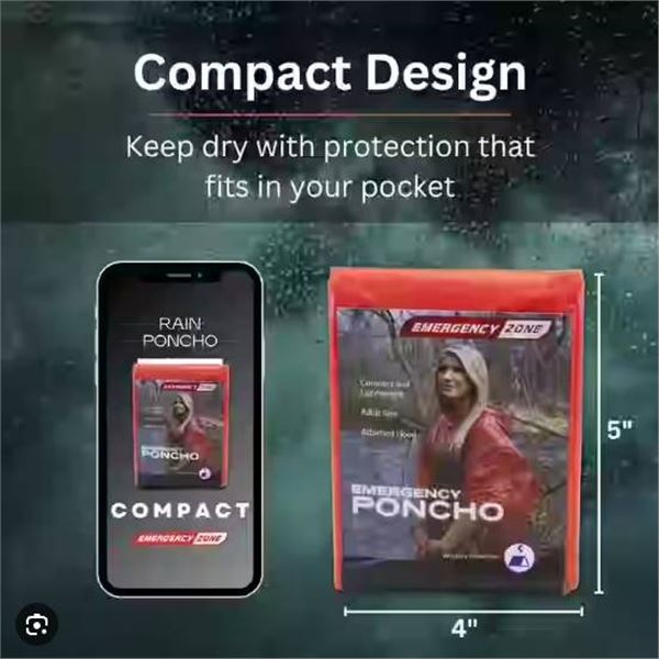 Emergency Zone Waterproof Emergency Poncho Set of Two