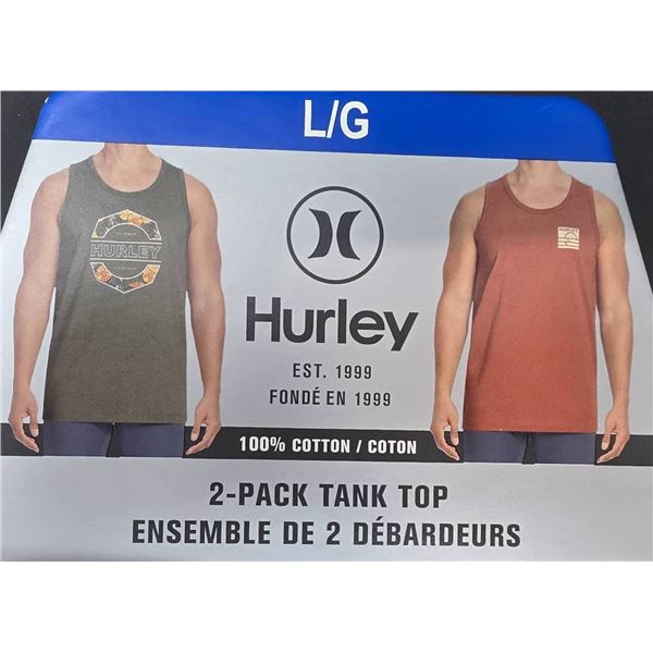 Hurley 2-Pack Tank Tops in Size L/G – 100 Percent Cotton