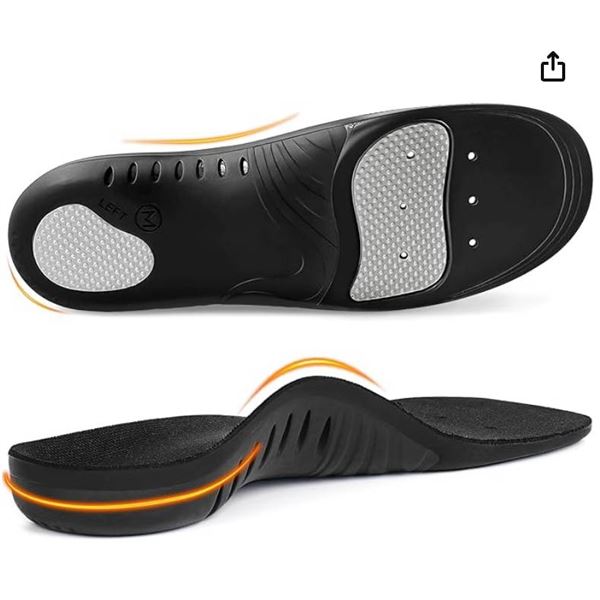 Ailaka High Arch Support Insoles, Black, Large