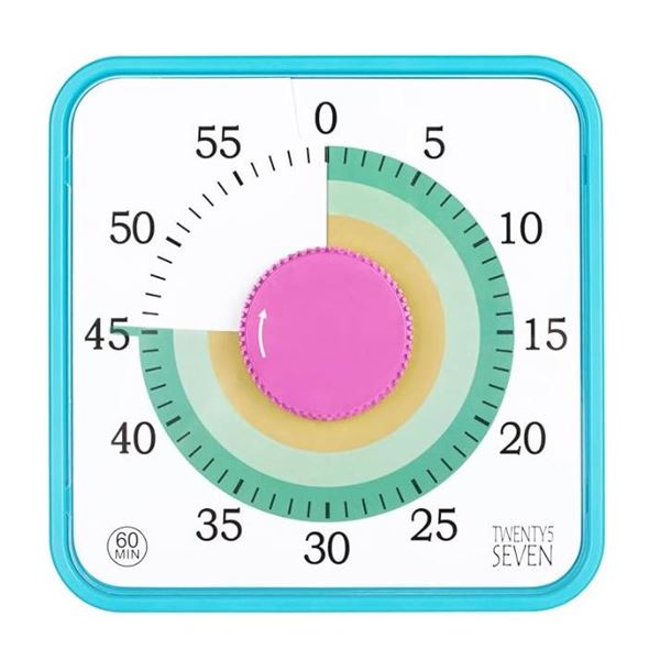 TWENTY5 SEVEN Countdown Timer 7.5 inch; 60 Minute 1 Hour Visual Timer
