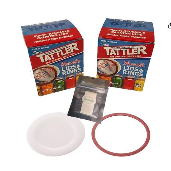 Lot of 2 12 pc Tattler Reusable Plastic Wide Mouth Canning Lids and Rings
