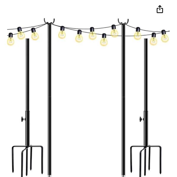 Lot of 4 Holiday Styling String Light Poles, 9 Ft, Double