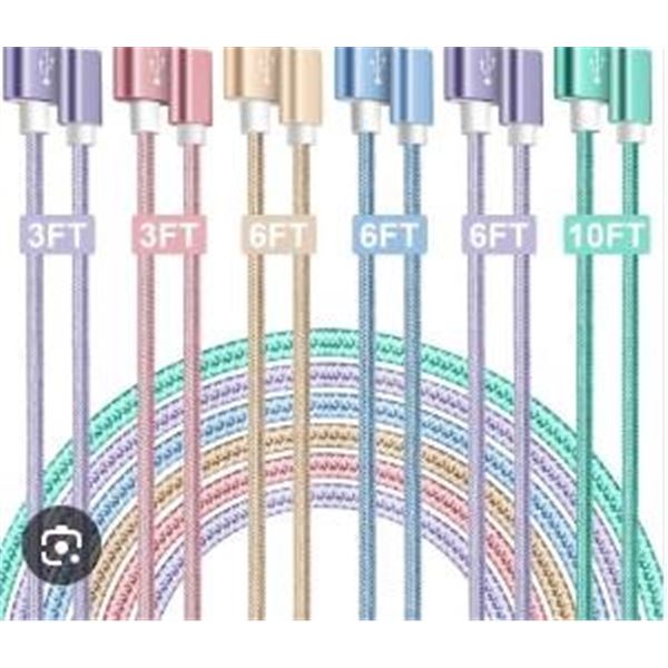 Onespot 6 pack USB to USBC Charge Cables with assorted colors & lengths
