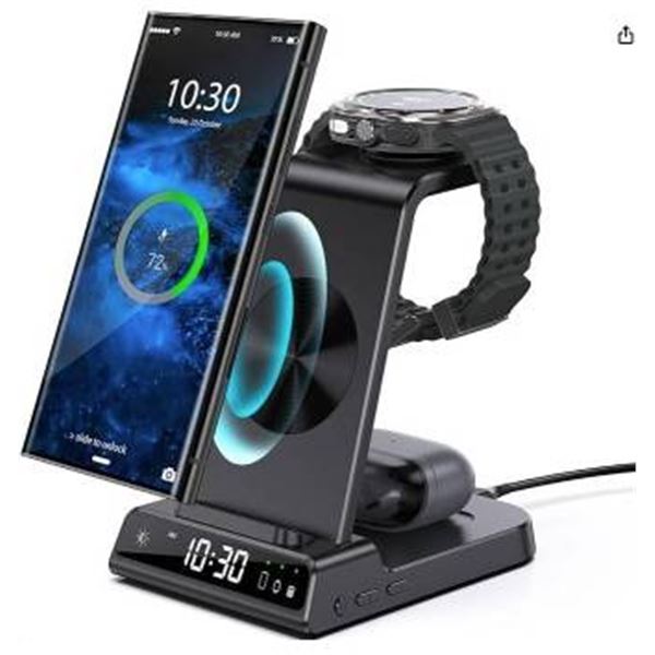 Multifunctional Wireless Charging Station With Clock Display
