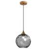 Image 1 : CRIBBU 7.8 Inch Globe Glass Pendant Light Bronze Gold Bracket with Glass Ball Hanging Lamp (Grey)