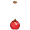 Image 1 : CRIBBU 7.8 Inch Globe Glass Pendant Light Bronze Gold Bracket with Glass Ball Hanging Lamp (Red)