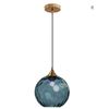 Image 1 : CRIBBU 7.8 Inch Globe Glass Pendant Light Bronze Gold Bracket with Glass Ball Hanging Lamp (Dark Blu