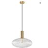 Image 1 : CRIBBU Clear Glass Pendant Light with Brass Gold Base, Ceiling Light Hanging Lamp for Bedside Kitche