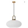 Image 1 : Brikey White Glass Pendant Light with Brass Gold Base, White Ceiling Light Hanging Lamp for Bedside 