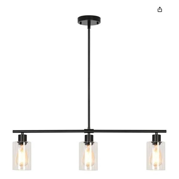 CRIBBU 3 Lights Glass Island Farmhouse (Black) Model X003WZ10NR Lighting Fixture