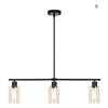 Image 1 : CRIBBU 3 Lights Glass Island Farmhouse (Black) Model X003WZ10NR Lighting Fixture