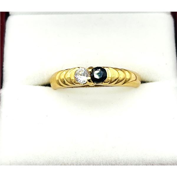 Natural Blue Sapphire (0.16ct) with CZ (0.20ct) Ring, Size 7.5, W/A $300.00. Sapphire is the birthst