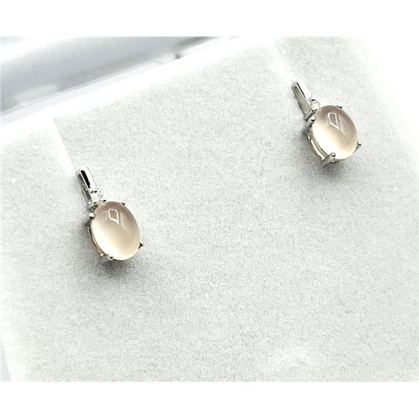 Sterling Silver Natural Rose Quartz (1.64ct) with Diamond (0.02ct) Earrings, W/A $390.00.