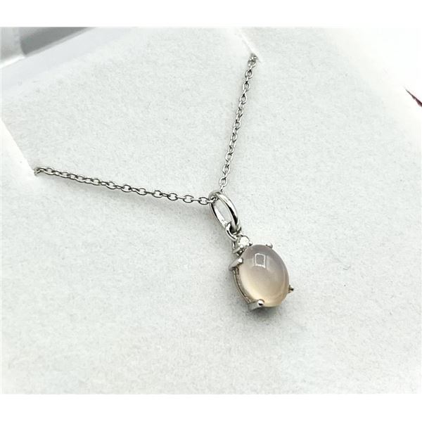 Sterling Silver Natural Rose Quartz (0.90ct) and Diamond With Sterling Silver Chain, W/A $300.00.