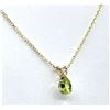 Image 1 : 10KT Yellow Gold Natural Peridot and White Topaz Pear   Shape Pendant with Gold Plated Sterling Silv