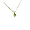 Image 5 : 10KT Yellow Gold Natural Peridot and White Topaz Pear   Shape Pendant with Gold Plated Sterling Silv