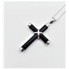 Image 2 : Sterling Silver Black Cross Cabochon Pendant with Sterling Silver Chain, W/A $545.00.