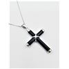 Image 4 : Sterling Silver Black Cross Cabochon Pendant with Sterling Silver Chain, W/A $545.00.