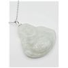 Image 1 : Sterling Silver Natural Jadeite Laughing Buddha Pendant with Sterling Silver Chain, Retail $350.00.