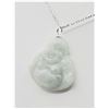 Image 5 : Sterling Silver Natural Jadeite Laughing Buddha Pendant with Sterling Silver Chain, Retail $350.00.