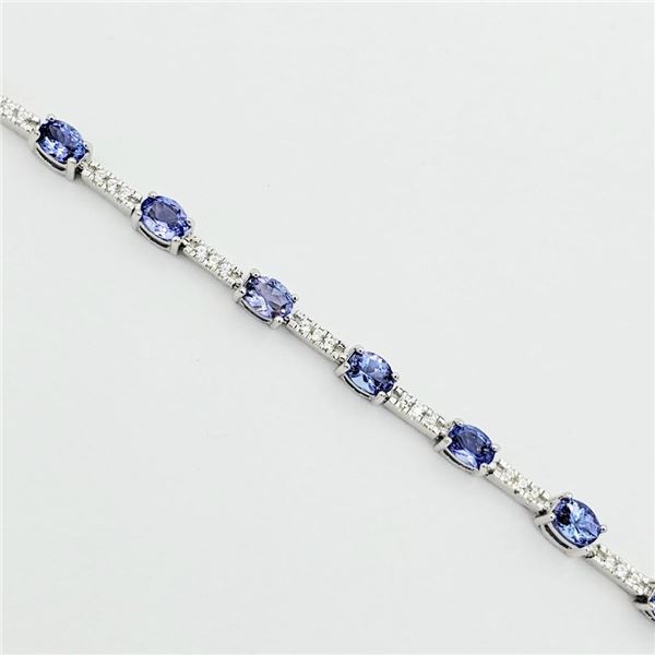 Sterling Silver Natural Tanzanite (2.72ct) with CZ (0.30ct) Bracelet, W/A $1575.00. Tanzanite is the