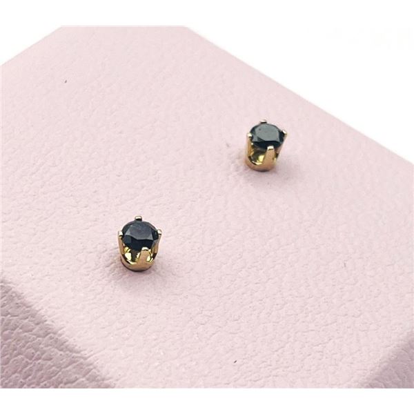 14KT Yellow Gold Natural Black Diamond (0.24ct) Earrings, W/A $745.00. Diamond is the birthstone for