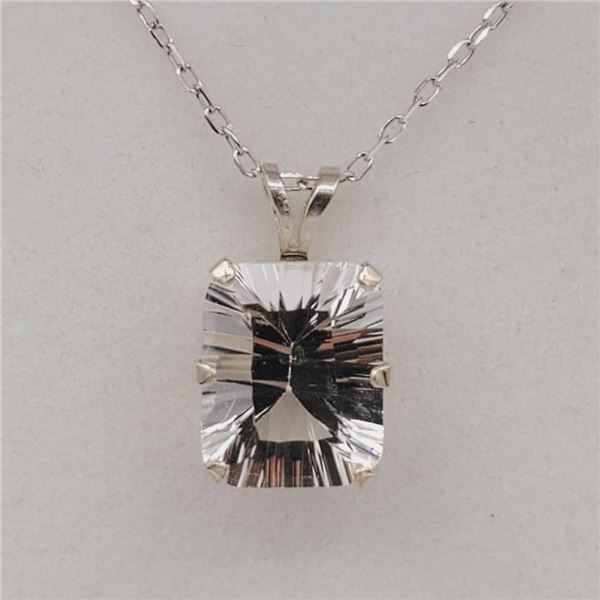 Sterling Silver Natural White Topaz (3.4ct) Pendant with Sterling Silver Chain, Retail $300.00.