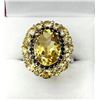 Image 1 : Sterling Silver Natural Citrine (7.02ct) with Natural Smoky Quartz (0.26ct) Ring, Size 7.5, W/A $570