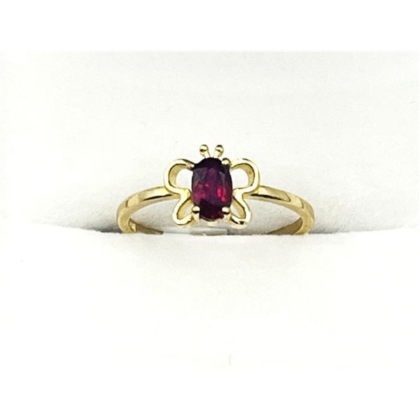 10KT Yellow Gold Natural Enhanced Ruby (0.34ct) Butterfly Shape Ring, Size 3.75, W/A $600.00. Ruby i