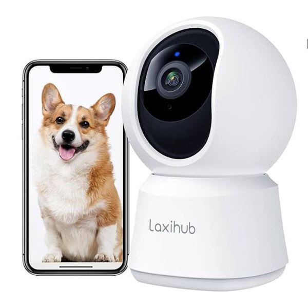 Laxihub 360° View 2K Pet Camera with Phone App, Indoor Security Camera, P2T Baby Monitor, Pan/Tilt, 