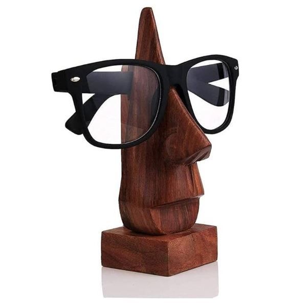 Wooden Eyeglass Spectacle Holder Handmade Nose Shaped Stand