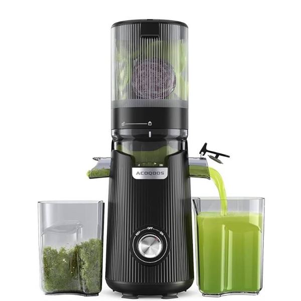 ACOQOOS Juicer Machines, Cold Press Juicer Whole Fruit and Vegetable with 5.3″ Wider and La