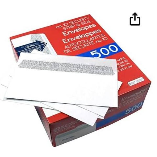 Top Flight No. #10 Security Envelopes, Strip and Seal, 500 Count