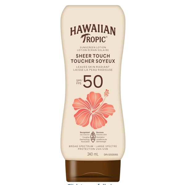 Hawaiian Tropic Sheer Touch Sunscreen Lotion SPF 50 – Set of 3, 240 mL Each