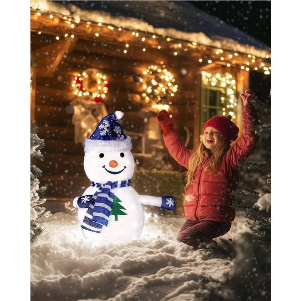 Pasapair 2FT Pre-Lit Pop-Up Snowman – Outdoor Christmas Decoration – Collapsible