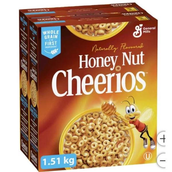 General Mills Honey Nut Cheerios Whole Grain Cereal 1.51 Kg (2 Pack)