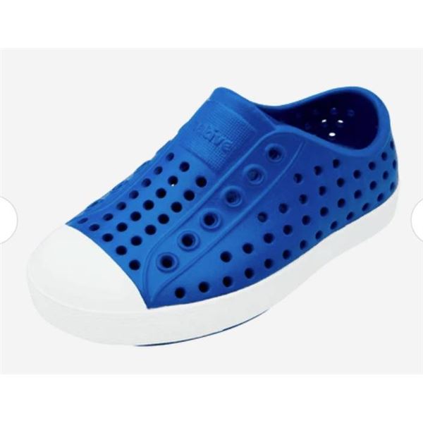 Native Jefferson Kids Shoes, Victoria Blue/Shell White, Size 7