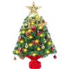 Image 1 : 24 Inch Tabletop Christmas Tree, Mini Artificial Christmas Tree with 50 LED Lights, Tree Topper, 12 