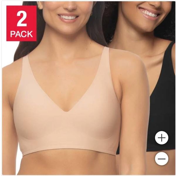 Buffalo David Bitton Wire-Free Seam-Free Wireless Bra 2-Pack, Size L/G