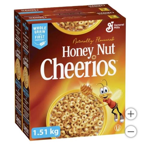 General Mills Honey Nut Cheerios Whole Grain Cereal 1.51 Kg (2 Pack)