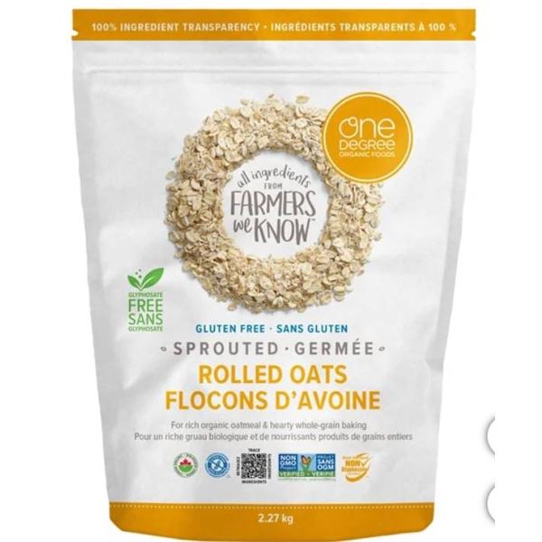 One Degree Organic Sprouted Rolled Oats, 2.27kg