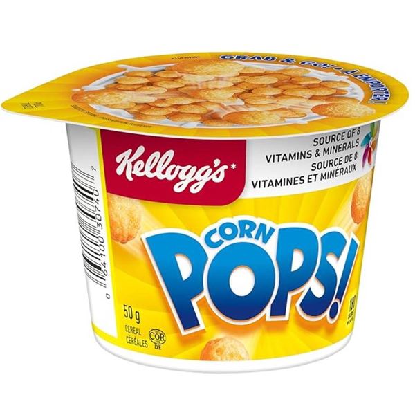 Kellogg’s Corn Pops Cereal Cups, 12 x 50 g, 600 g Total